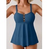 image:imageAleumdr Tankini Swimsuits for Women Cut Out Two Piece Bathing Suits Flowy Swimwear Modest Swim Top with BottomPrussian Blue