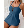 image:imageAleumdr Tankini Swimsuits for Women Cut Out Two Piece Bathing Suits Flowy Swimwear Modest Swim Top with BottomPrussian Blue