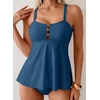 image:imageAleumdr Tankini Swimsuits for Women Cut Out Two Piece Bathing Suits Flowy Swimwear Modest Swim Top with BottomPrussian Blue