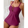 image:imageAleumdr Tankini Swimsuits for Women Cut Out Two Piece Bathing Suits Flowy Swimwear Modest Swim Top with BottomViolet