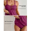 image:imageAleumdr Tankini Swimsuits for Women Cut Out Two Piece Bathing Suits Flowy Swimwear Modest Swim Top with BottomViolet