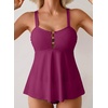 image:imageAleumdr Tankini Swimsuits for Women Cut Out Two Piece Bathing Suits Flowy Swimwear Modest Swim Top with BottomViolet