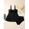 image:imageAleumdr Tankini Swimsuits for Women Modest Two Piece Bathing Suits Flowy Mesh Swim Top with High Waisted BottomBlack
