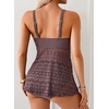 image:imageAleumdr Tankini Swimsuits for Women Modest Two Piece Bathing Suits Flowy Mesh Swim Top with High Waisted BottomDark Brown