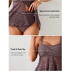 image:imageAleumdr Tankini Swimsuits for Women Modest Two Piece Bathing Suits Flowy Mesh Swim Top with High Waisted BottomDark Brown