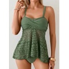 image:imageAleumdr Tankini Swimsuits for Women Modest Two Piece Bathing Suits Flowy Mesh Swim Top with High Waisted BottomMist Green