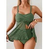image:imageAleumdr Tankini Swimsuits for Women Modest Two Piece Bathing Suits Flowy Mesh Swim Top with High Waisted BottomMist Green