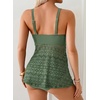image:imageAleumdr Tankini Swimsuits for Women Modest Two Piece Bathing Suits Flowy Mesh Swim Top with High Waisted BottomMist Green