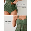 image:imageAleumdr Tankini Swimsuits for Women Modest Two Piece Bathing Suits Flowy Mesh Swim Top with High Waisted BottomMist Green