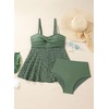 image:imageAleumdr Tankini Swimsuits for Women Modest Two Piece Bathing Suits Flowy Mesh Swim Top with High Waisted BottomMist Green