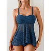 image:imageAleumdr Tankini Swimsuits for Women Modest Two Piece Bathing Suits Flowy Mesh Swim Top with High Waisted BottomSail Blue