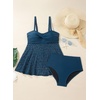 image:imageAleumdr Tankini Swimsuits for Women Modest Two Piece Bathing Suits Flowy Mesh Swim Top with High Waisted BottomSail Blue