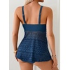 image:imageAleumdr Tankini Swimsuits for Women Modest Two Piece Bathing Suits Flowy Mesh Swim Top with High Waisted BottomSail Blue