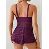 image:imageAleumdr Tankini Swimsuits for Women Modest Two Piece Bathing Suits Flowy Mesh Swim Top with High Waisted BottomViolet