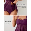 image:imageAleumdr Tankini Swimsuits for Women Modest Two Piece Bathing Suits Flowy Mesh Swim Top with High Waisted BottomViolet