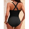 image:imageAleumdr Textured One Piece Swimsuit for Women Cutout Tummy Control Bathing Suits Tie Knot Modest Swimwear 2026Black