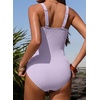 image:imageAleumdr Textured One Piece Swimsuit for Women Cutout Tummy Control Bathing Suits Tie Knot Modest Swimwear 2026Orchid Petal