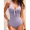 image:imageAleumdr Textured One Piece Swimsuit for Women Cutout Tummy Control Bathing Suits Tie Knot Modest Swimwear 2026Orchid Petal