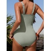 image:imageAleumdr Textured One Piece Swimsuit for Women Cutout Tummy Control Bathing Suits Tie Knot Modest Swimwear 2026Sage Green