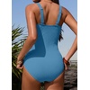 image:imageAleumdr Textured One Piece Swimsuit for Women Cutout Tummy Control Bathing Suits Tie Knot Modest Swimwear 2026Sky Blue