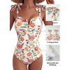 image:imageAleumdr Womens One Piece Swimsuits Tummy Control Bathing Suits V Neck Boho Tie Shoulder Ruched Full Coverage SwimwearBeige