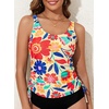 image:imageAleumdr Womens Tankini Top Only Ruched Tummy Control Bathing Suit Top Modest Swim Tank Top No Bottom1520 Floral Red
