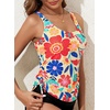 image:imageAleumdr Womens Tankini Top Only Ruched Tummy Control Bathing Suit Top Modest Swim Tank Top No Bottom1520 Floral Red
