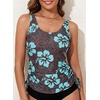 image:imageAleumdr Womens Tankini Top Only Ruched Tummy Control Bathing Suit Top Modest Swim Tank Top No Bottom1720 Brown