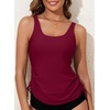 image:imageAleumdr Womens Tankini Top Only Ruched Tummy Control Bathing Suit Top Modest Swim Tank Top No Bottom503 Burgundy