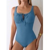 image:imageAleumdr Womens Textured One Piece Swimsuit Tummy Control Bathing Suit Tie Knot Cutout SwimwearBlue Textured