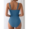 image:imageAleumdr Womens Textured One Piece Swimsuit Tummy Control Bathing Suit Tie Knot Cutout SwimwearBlue Textured