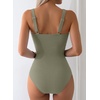 image:imageAleumdr Womens Textured One Piece Swimsuit Tummy Control Bathing Suit Tie Knot Cutout SwimwearClover Green Textured