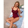 image:imageAleumdr Womens Textured One Piece Swimsuit Tummy Control Bathing Suit Tie Knot Cutout SwimwearCoffee Textured