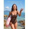 image:imageAleumdr Womens Textured One Piece Swimsuit Tummy Control Bathing Suit Tie Knot Cutout SwimwearCoffee Textured