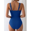 image:imageAleumdr Womens Textured One Piece Swimsuit Tummy Control Bathing Suit Tie Knot Cutout SwimwearDark Blue Textured