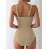 image:imageAleumdr Womens Textured One Piece Swimsuit Tummy Control Bathing Suit Tie Knot Cutout SwimwearParchment Textured