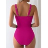 image:imageAleumdr Womens Textured One Piece Swimsuit Tummy Control Bathing Suit Tie Knot Cutout SwimwearRose Textured