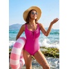 image:imageAleumdr Womens Textured One Piece Swimsuit Tummy Control Bathing Suit Tie Knot Cutout SwimwearRose Textured