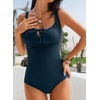 image:imageAleumdr Womens Textured One Piece Swimsuit Tummy Control Bathing Suit Tie Knot Cutout SwimwearSail Blue Textured