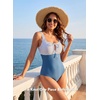 image:imageAleumdr Womens Textured One Piece Swimsuit Tummy Control Bathing Suit Tie Knot Cutout SwimwearStripe Black