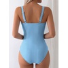image:imageAleumdr Womens Textured One Piece Swimsuit Tummy Control Bathing Suit Tie Knot Cutout SwimwearStripe Blue