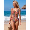 image:imageAleumdr Womens Textured One Piece Swimsuit Tummy Control Bathing Suit Tie Knot Cutout SwimwearTropical Floral