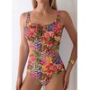 image:imageAleumdr Womens Textured One Piece Swimsuit Tummy Control Bathing Suit Tie Knot Cutout SwimwearTropical Floral
