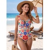 image:imageAleumdr Womens Textured One Piece Swimsuit Tummy Control Bathing Suit Tie Knot Cutout SwimwearYellow Floral