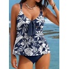 image:imageAleumdr Womens Tankini Swimsuits Tummy Control Two Piece Bathing Suit V Neck Tie Front Flowy Swim Top with BottomFloral Blue 520