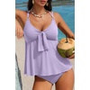 image:imageAleumdr Womens Tankini Swimsuits Tummy Control Two Piece Bathing Suit V Neck Tie Front Flowy Swim Top with BottomLavender