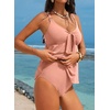 image:imageAleumdr Womens Tankini Swimsuits Tummy Control Two Piece Bathing Suit V Neck Tie Front Flowy Swim Top with BottomLight Pink