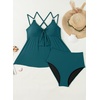image:imageAleumdr Womens Tankini Swimsuits Tummy Control Two Piece Bathing Suit V Neck Tie Front Flowy Swim Top with BottomPeacock Blue