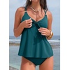 image:imageAleumdr Womens Tankini Swimsuits Tummy Control Two Piece Bathing Suit V Neck Tie Front Flowy Swim Top with BottomPeacock Blue