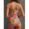 image:imageAleumdr Womens Striped One Piece Swimsuit Tummy Control Bathing Suit with Metal Ring Cutout SwimwearPink